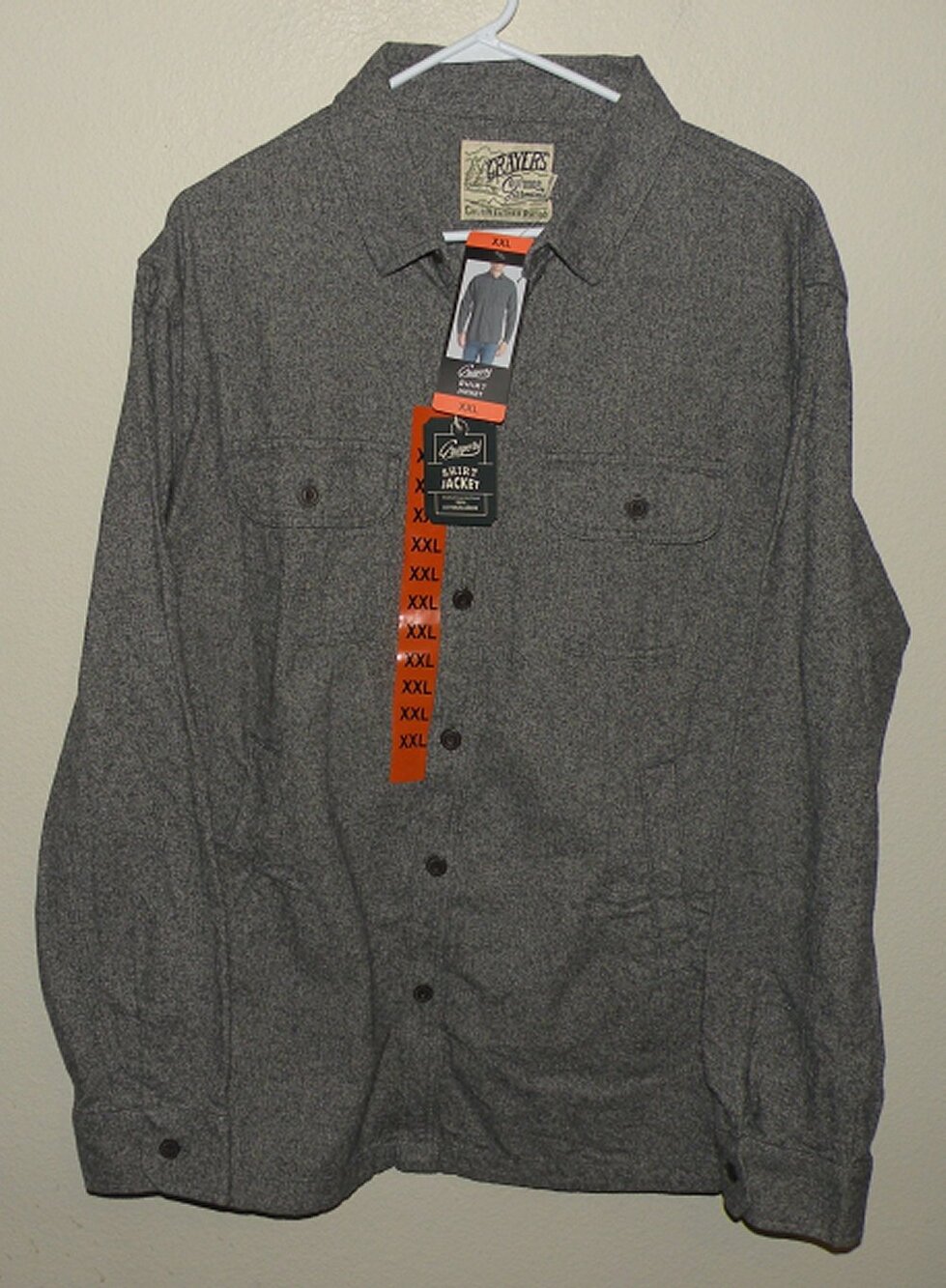 Grayers Cold Weather Rated Mens XXL Brushed Cotton Shirt Jacket Shacket Gray NWT
